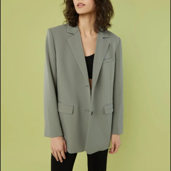 NWT! OAK + FORT Relaxed Fit Blazer in Sage - Picture 1 of 10